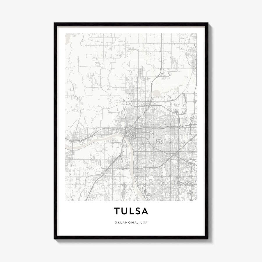 Tulsa Map Poster, framed poster mockup
