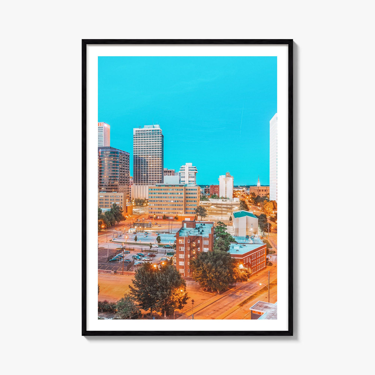 Tulsa no. 1 colorful photo poster of Oklahoma, USA – vertical wall art, unframed print shown in interior mockup