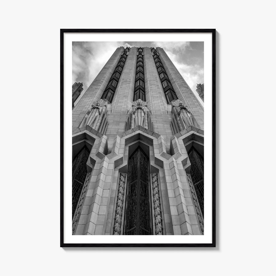 Tulsa no. 3 black & white photo poster of Oklahoma, USA – vertical wall art, unframed print shown in interior mockup