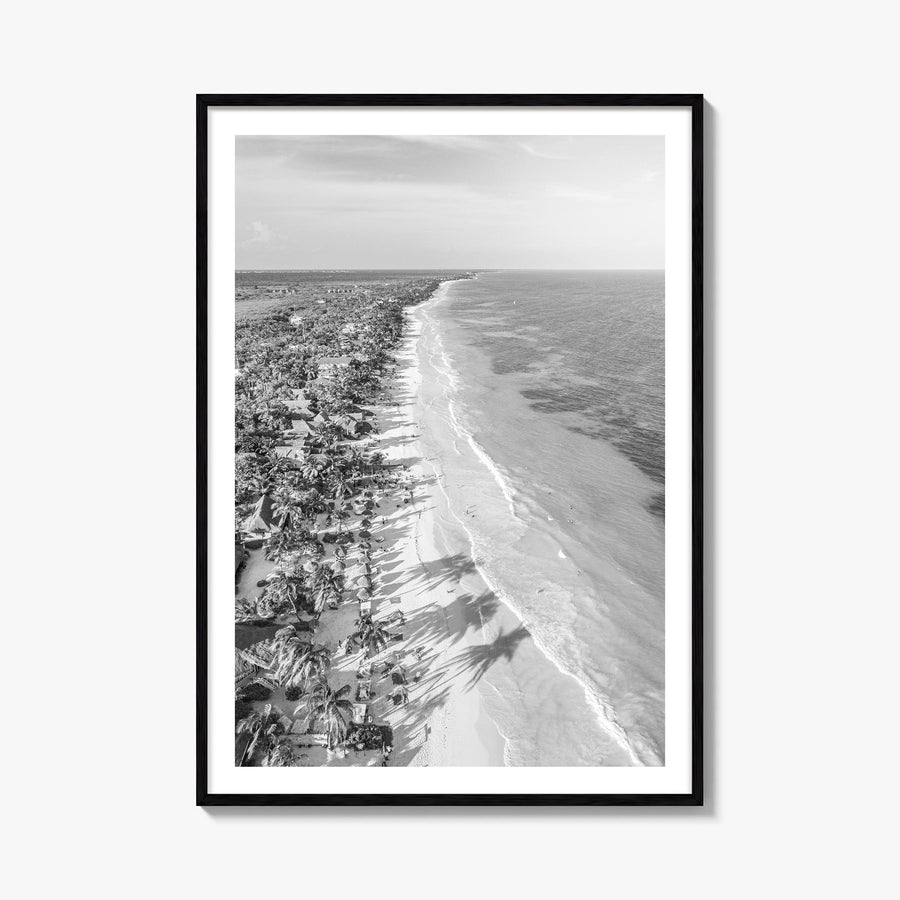Tulum black & white photo poster of Mexico – vertical wall art, unframed print shown in interior mockup