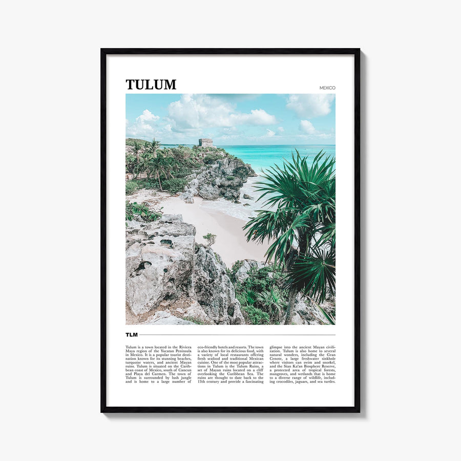 Tulum colorful travel poster of Mexico – vertical wall art, unframed print shown in interior mockup