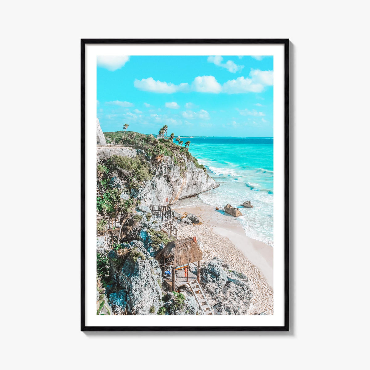 Tulum no. 2 colorful photo poster of Mexico – vertical wall art, unframed print shown in interior mockup