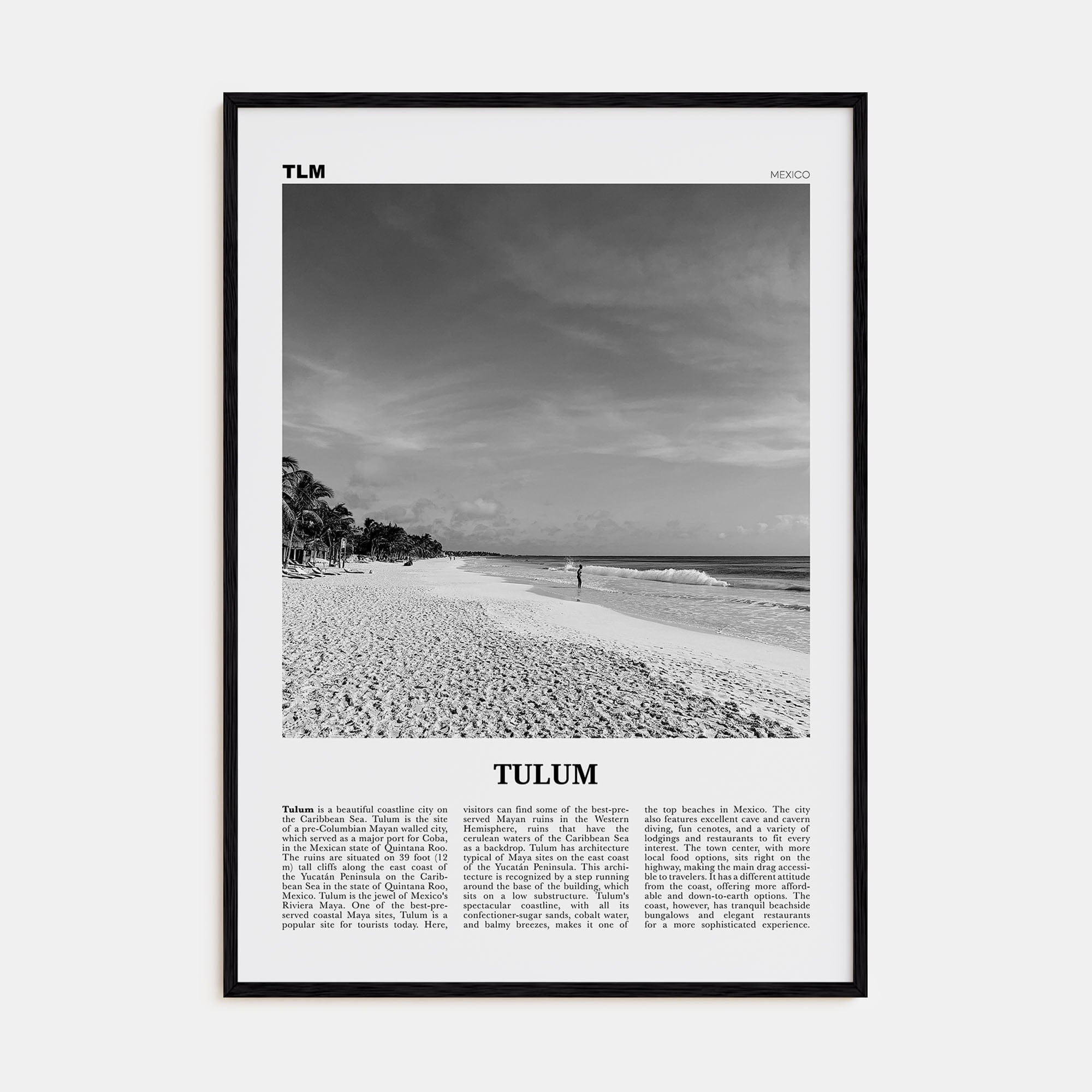 Tulum No 1 Poster Black Wood / 8x12 in Nbourhood Travel B&W Poster