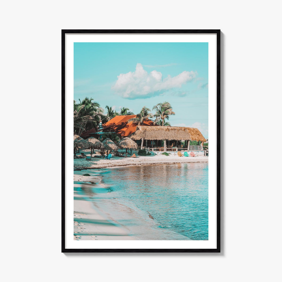 Tulum no. 1 colorful photo poster of Mexico – vertical wall art, unframed print shown in interior mockup