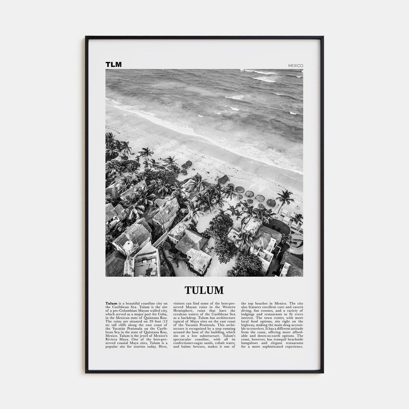 Tulum No 2 Poster Black Metal / 8x12 in Nbourhood Travel B&W Poster