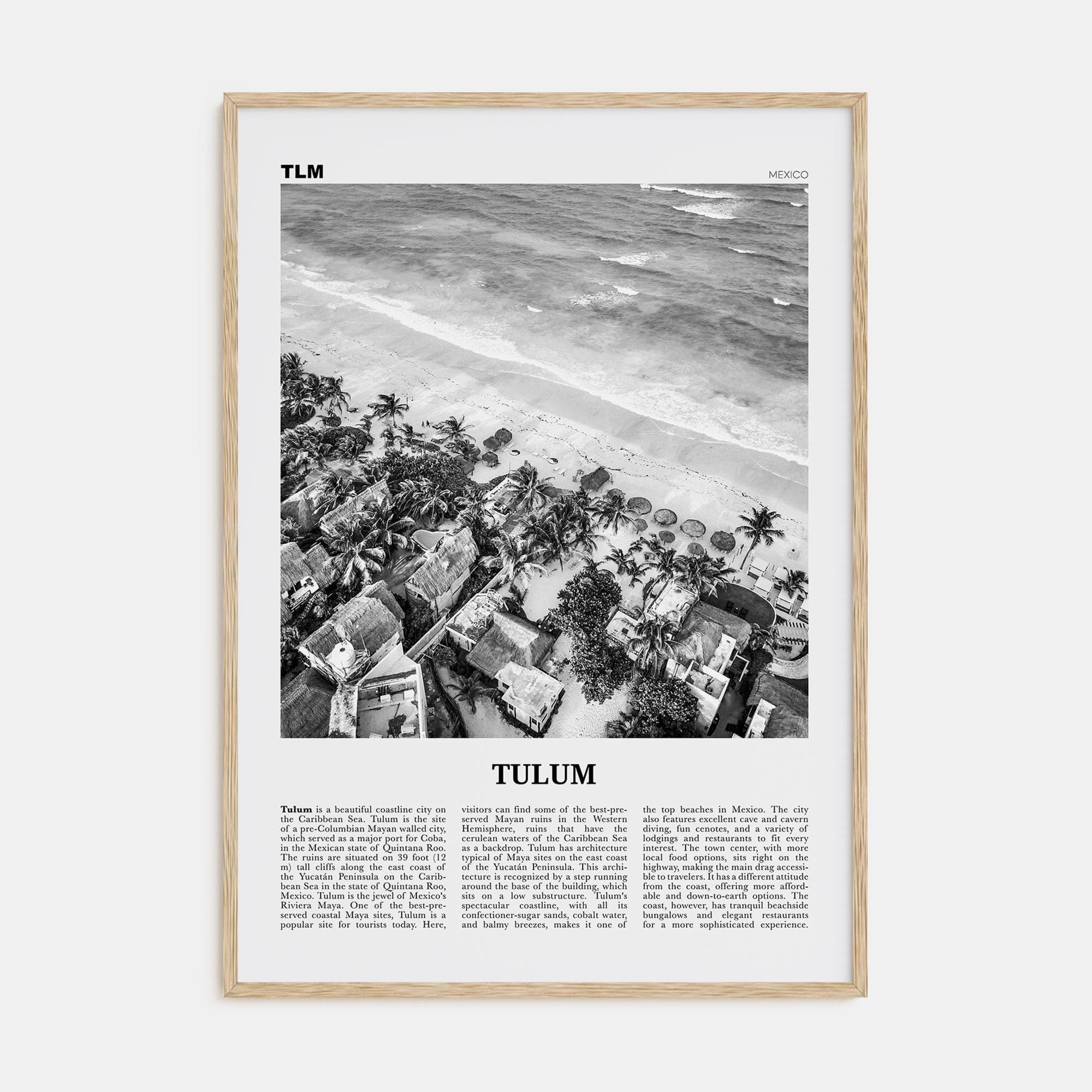 Tulum No 2 Poster Natural Wood / 8x12 in Nbourhood Travel B&W Poster