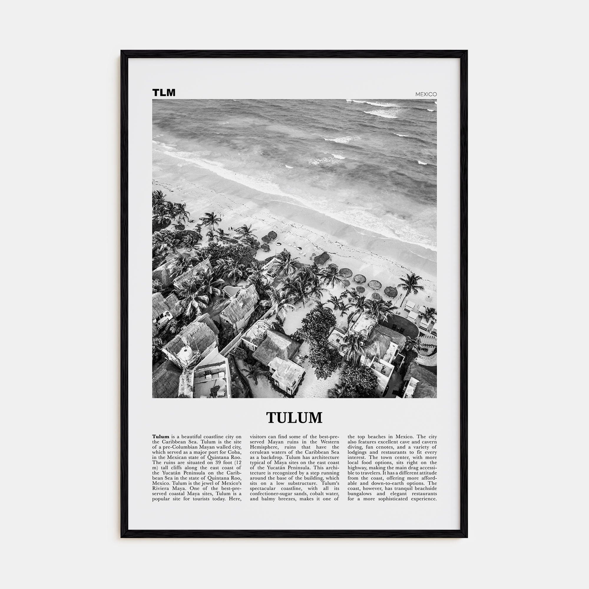 Tulum No 2 Poster Black Wood / 8x12 in Nbourhood Travel B&W Poster