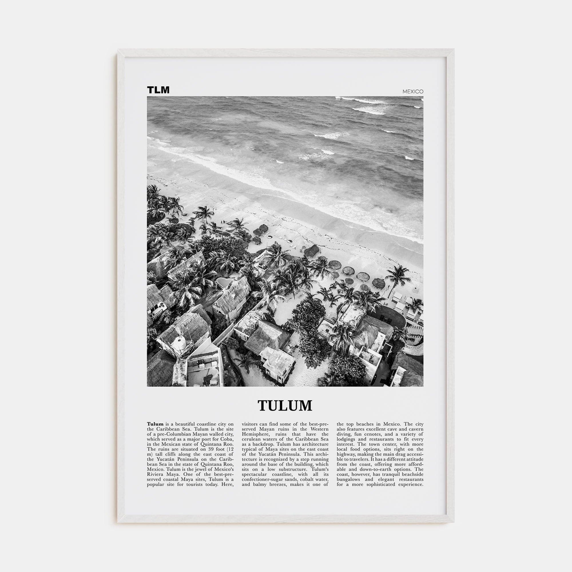 Tulum No 2 Poster White Wood / 8x12 in Nbourhood Travel B&W Poster