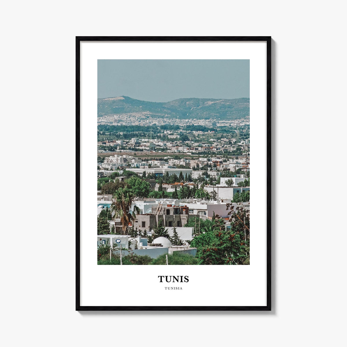 Tunis colorful classic poster of Tunisia – vertical wall art, unframed print shown in interior mockup