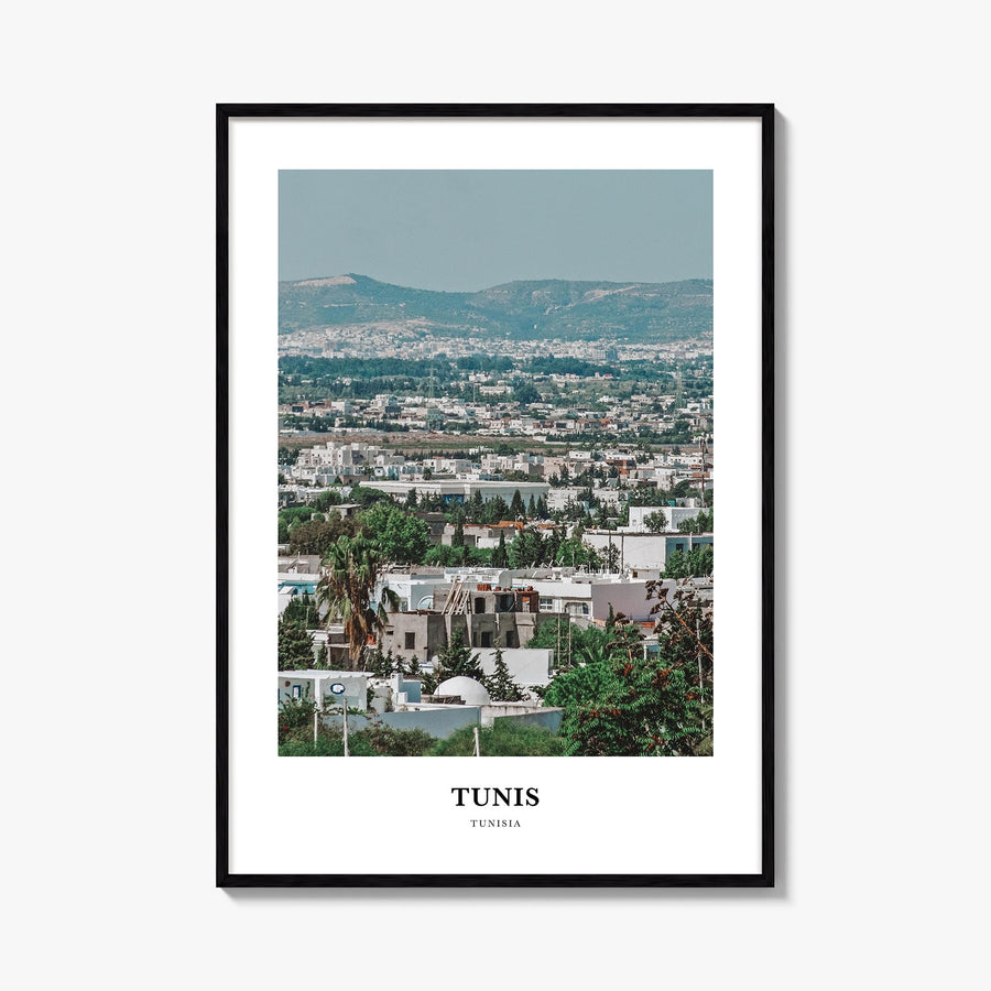 Tunis colorful classic poster of Tunisia – vertical wall art, unframed print shown in interior mockup