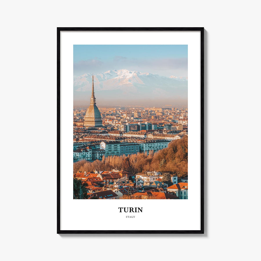 Turin colorful classic poster of Italy – vertical wall art, unframed print shown in interior mockup