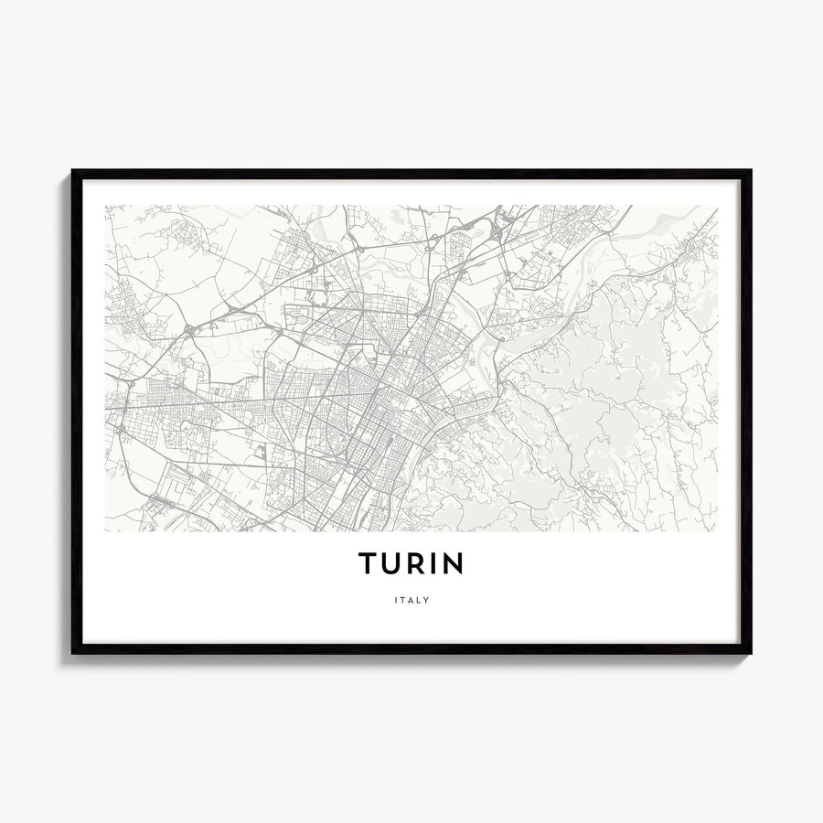 Turin Map Poster, framed poster mockup