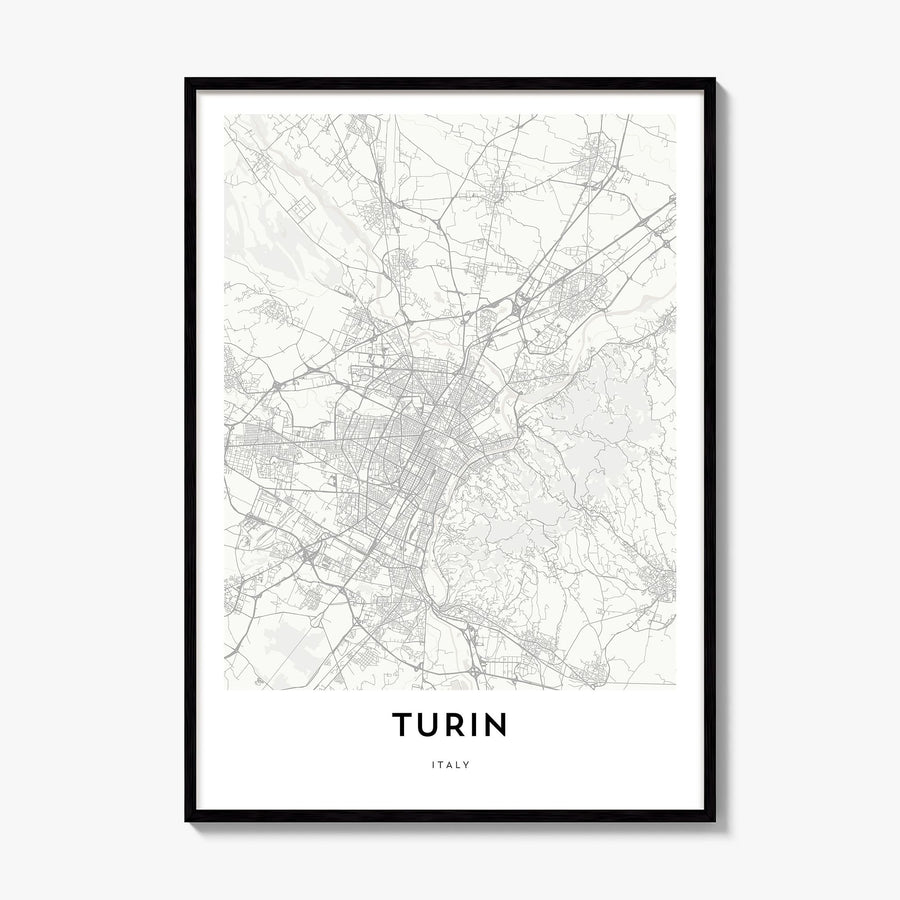 Turin Map Poster, framed poster mockup