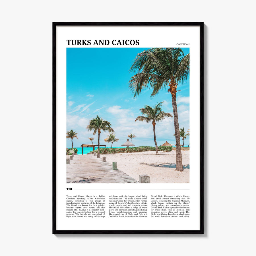 Turks and Caicos Islands Travel Poster, framed poster mockup