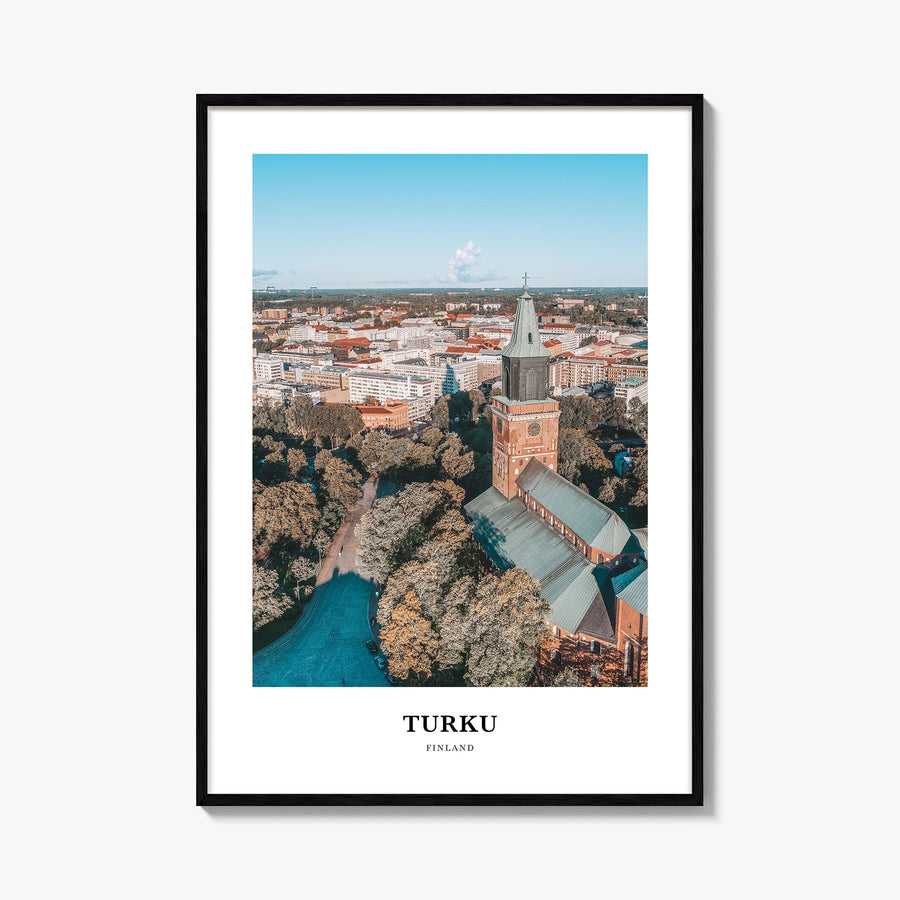 Turku colorful classic poster of Finland – vertical wall art, unframed print shown in interior mockup