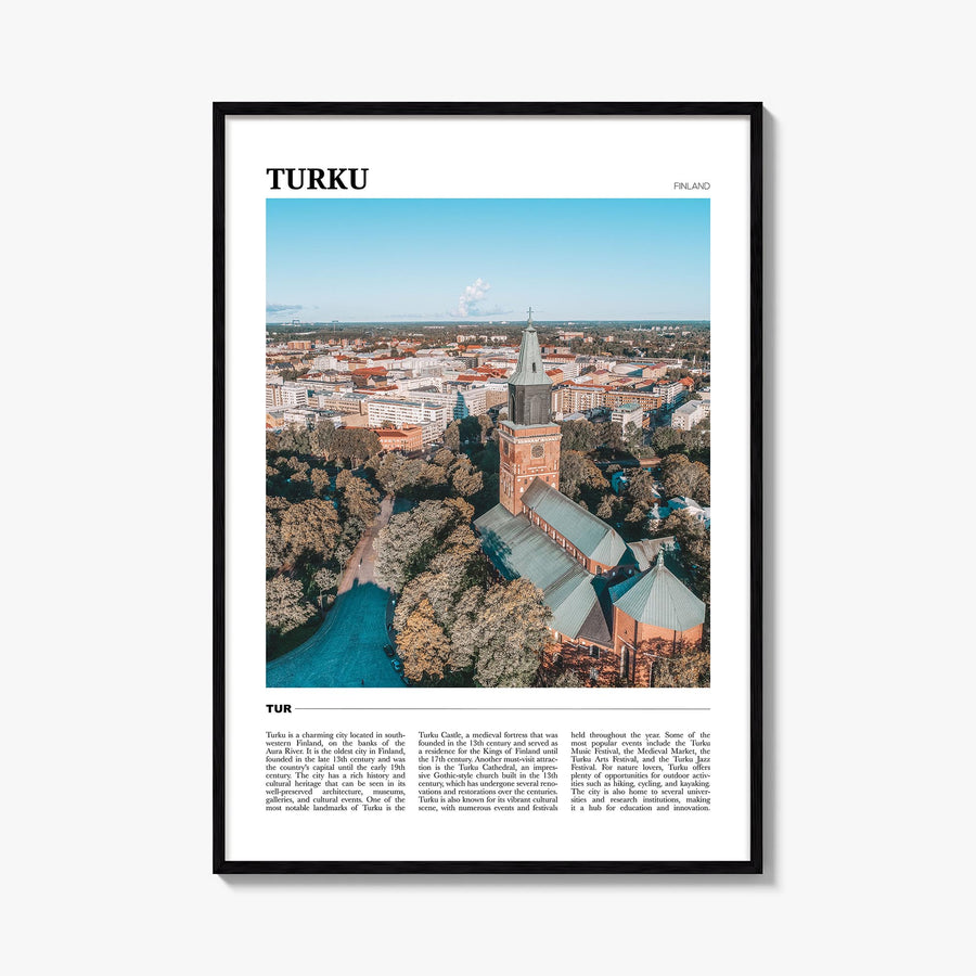 Turku colorful travel poster of Finland – vertical wall art, unframed print shown in interior mockup