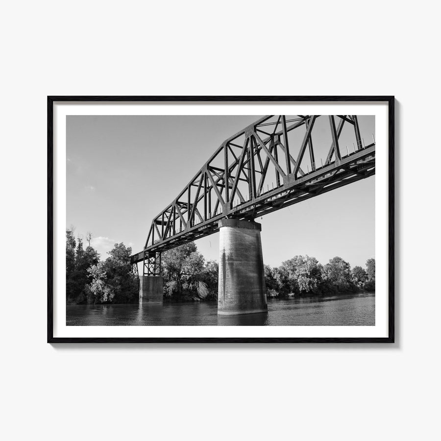 Tuscaloosa black & white photo poster of Alabama, USA – horizontal wall art, unframed print shown in interior mockup