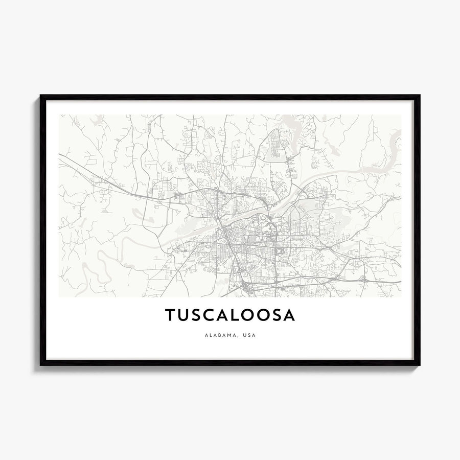 Tuscaloosa Map Poster, framed poster mockup