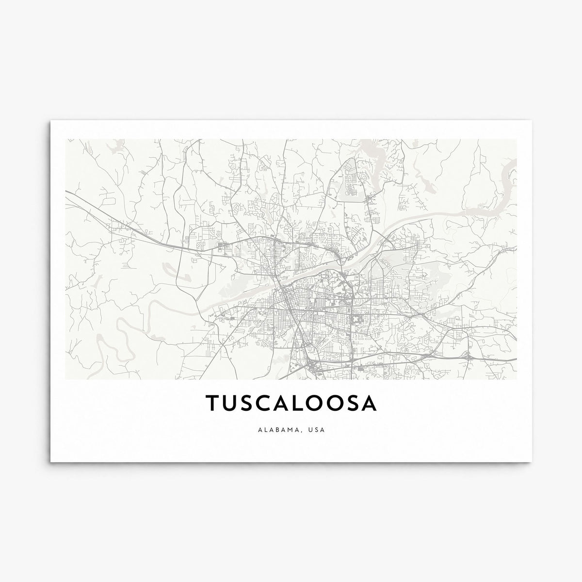 Tuscaloosa Map Poster, print only (unframed)