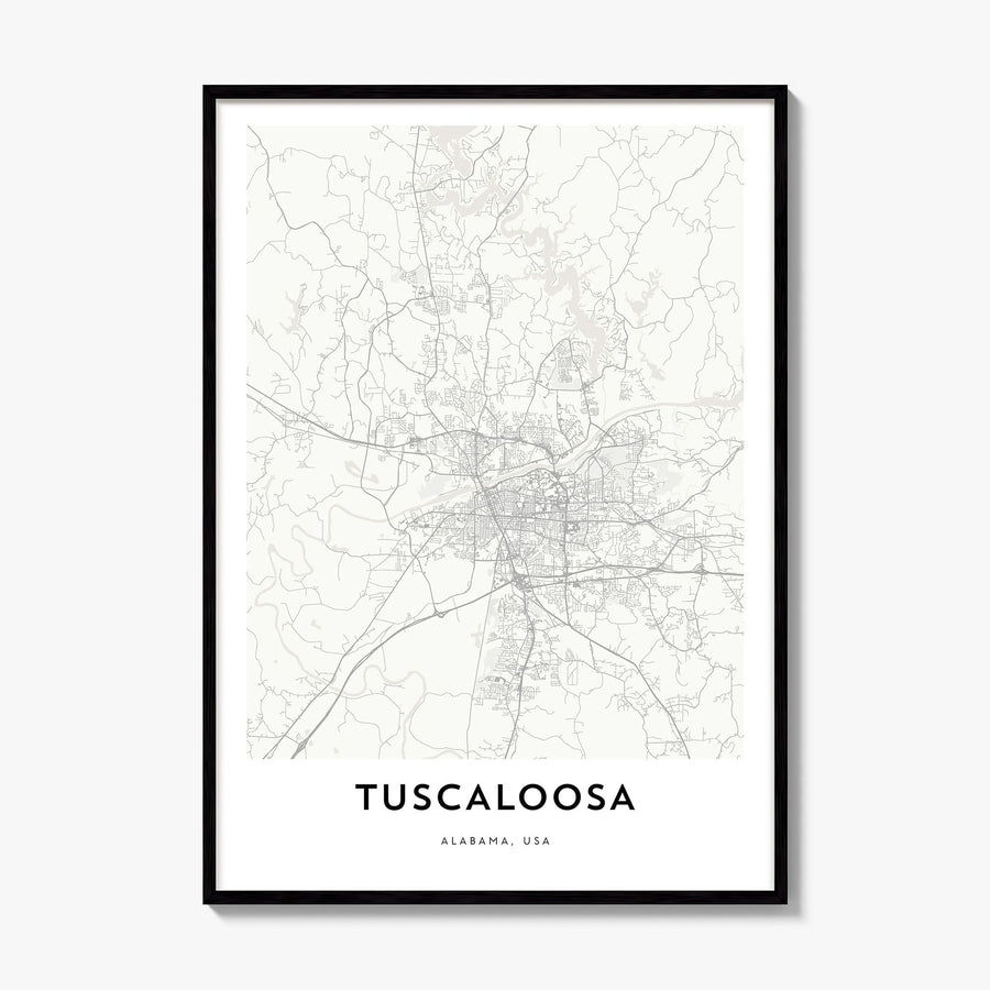 Tuscaloosa Map Poster, framed poster mockup