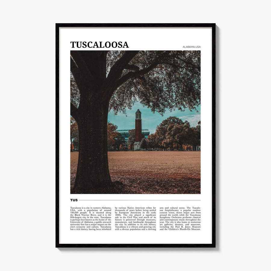 Tuscaloosa Travel Poster, framed poster mockup