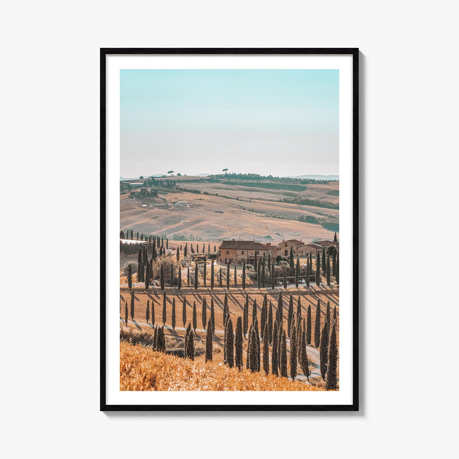 Tuscany no. 2 colorful photo poster of Italy – vertical wall art, unframed print shown in interior mockup