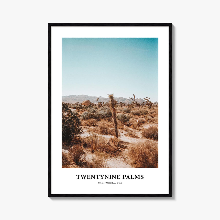 Twentynine Palms colorful classic poster of California, USA – vertical wall art, unframed print shown in interior mockup