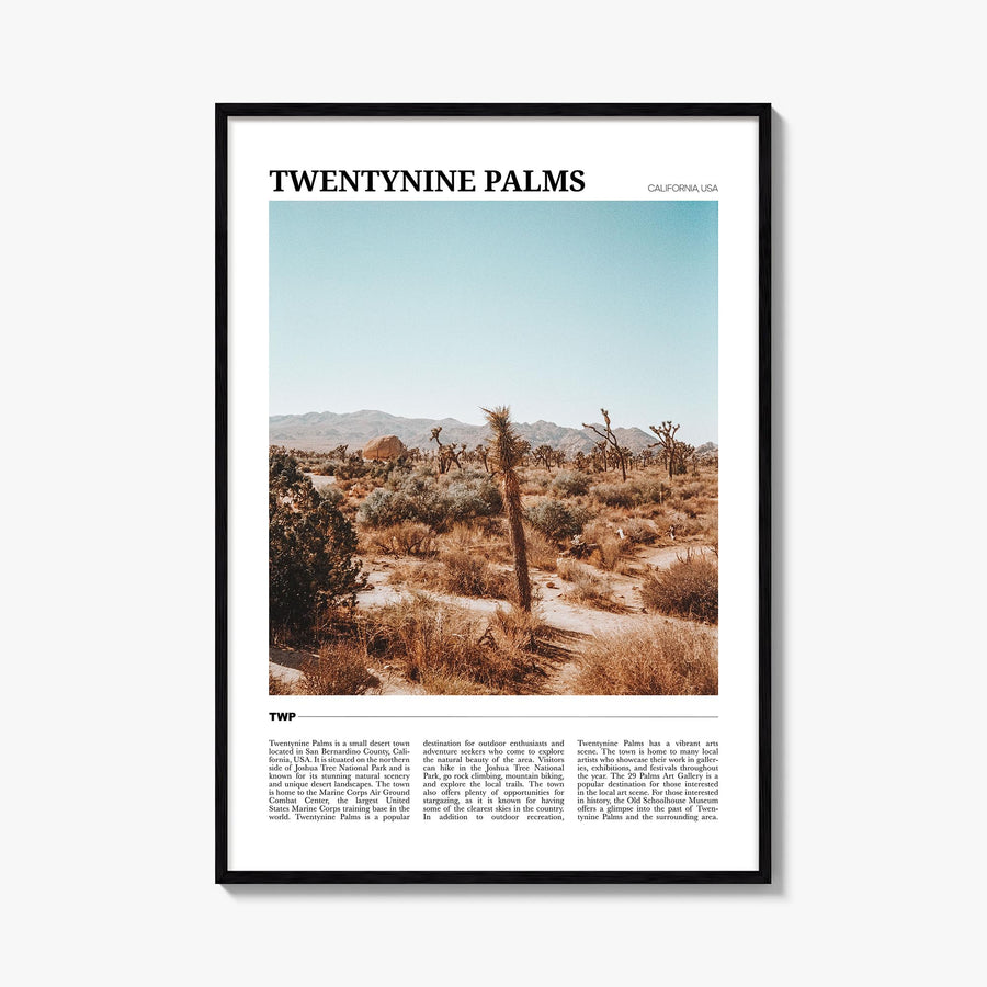 Twentynine Palms colorful travel poster of California, USA – vertical wall art, unframed print shown in interior mockup