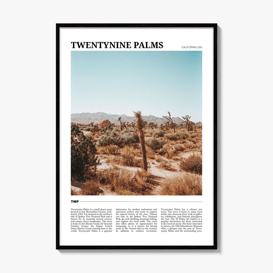 Twentynine Palms Travel Poster, framed poster mockup