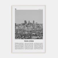 Twin Cities Poster White Wood / 8x12 in Nbourhood Travel B&W Poster