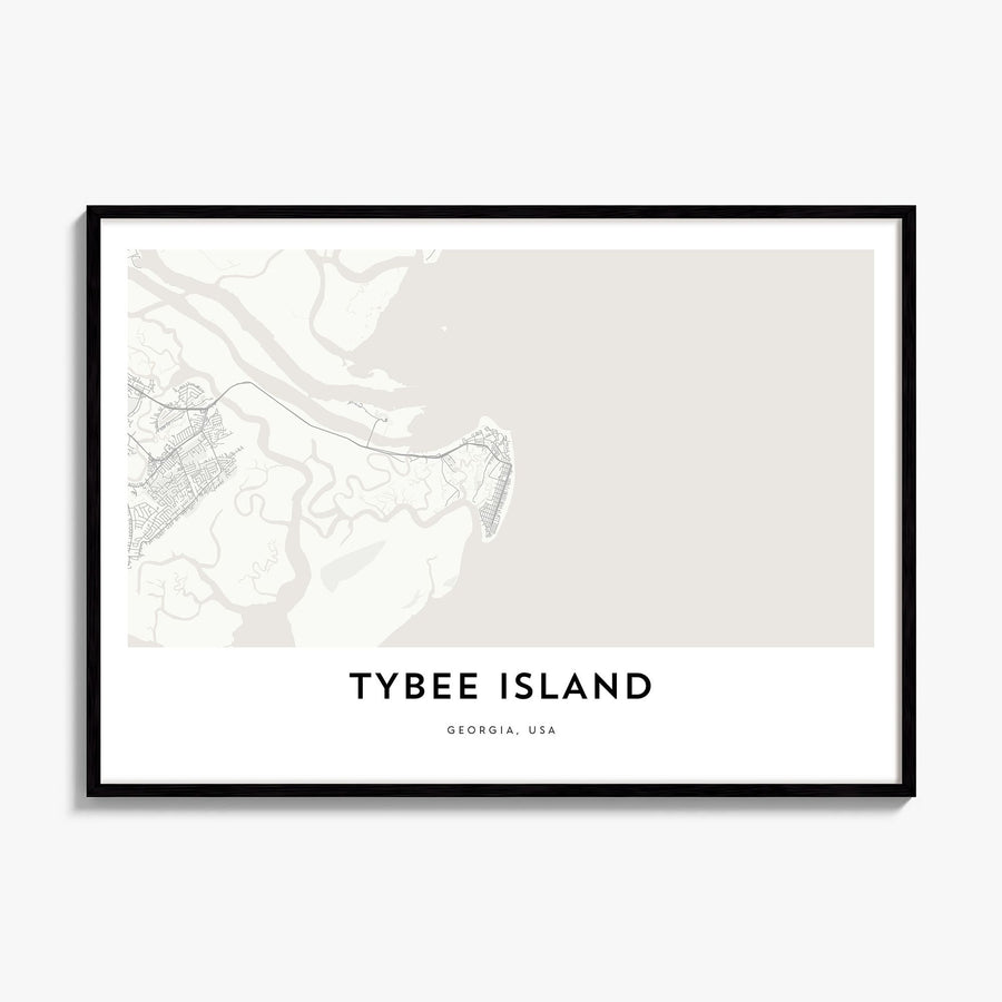 Tybee Island Map Poster, framed poster mockup