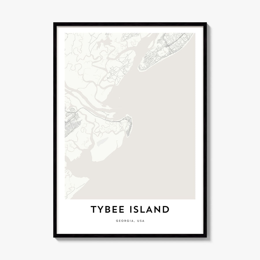 Tybee Island Map Poster, framed poster mockup
