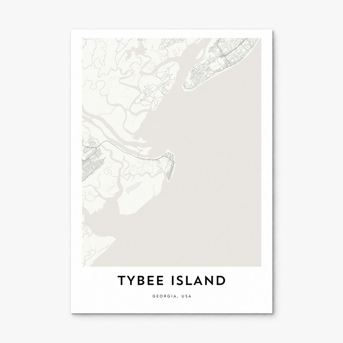 Tybee Island Map Poster, print only (unframed)