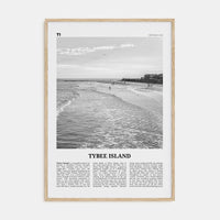 Tybee Island Poster Natural Wood / 8x12 in Nbourhood Travel B&W Poster