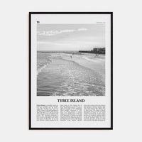 Tybee Island Poster Black Wood / 8x12 in Nbourhood Travel B&W Poster