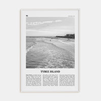 Tybee Island Poster White Wood / 8x12 in Nbourhood Travel B&W Poster