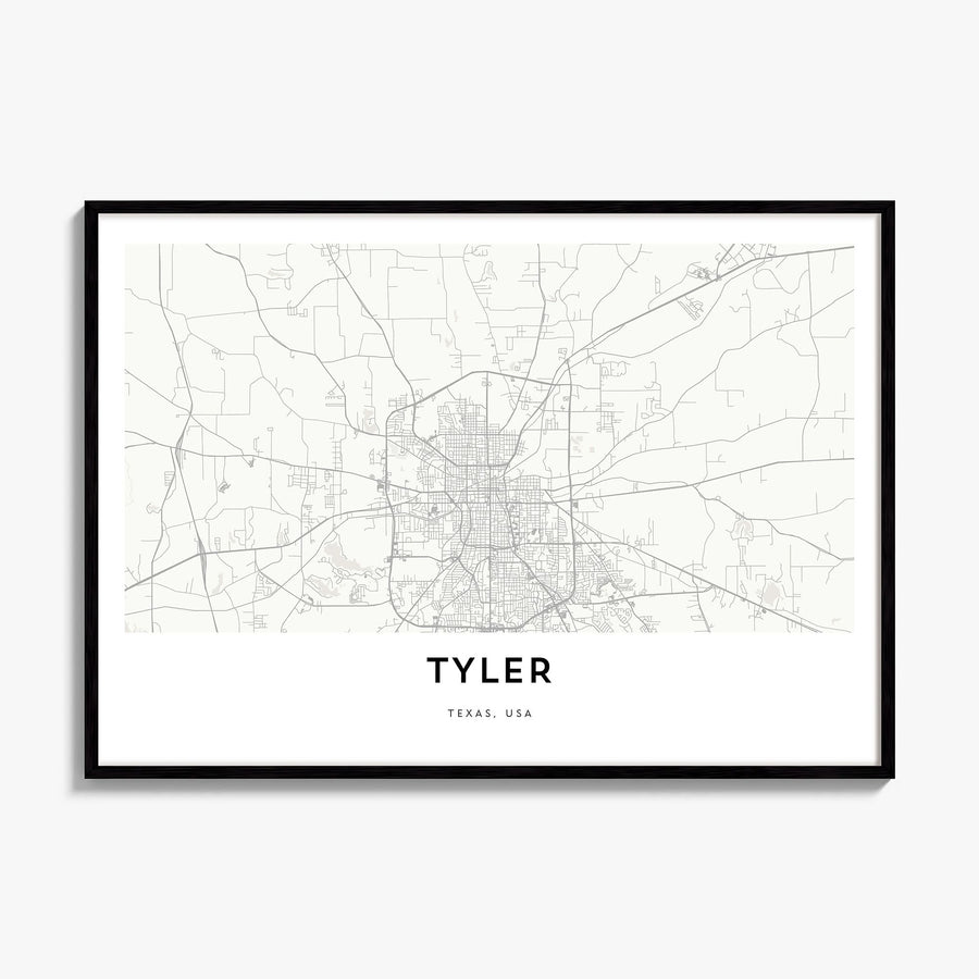 Tyler Map Poster, framed poster mockup