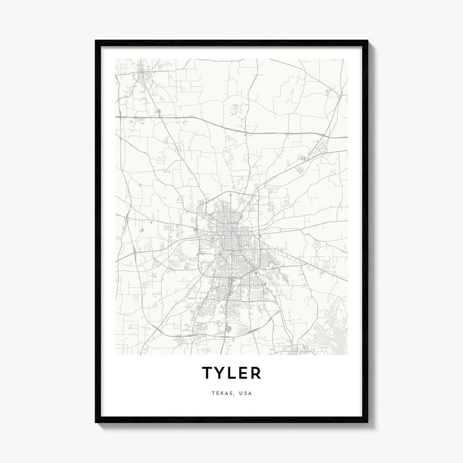 Tyler Map Poster, framed poster mockup
