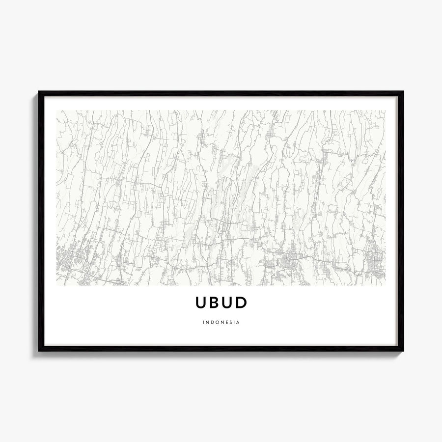 Ubud Map Poster, framed poster mockup