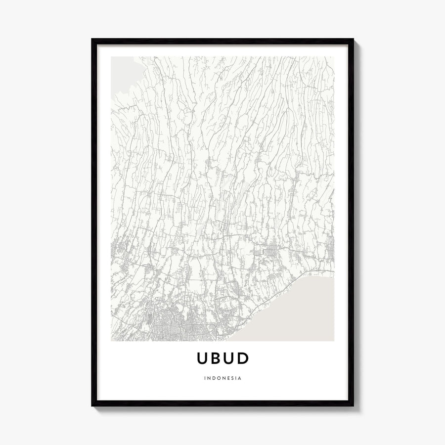 Ubud Map Poster, framed poster mockup