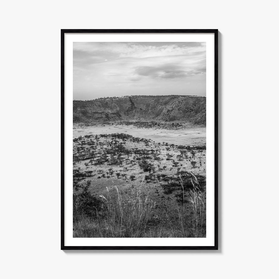 Uganda black & white photo poster of Africa – vertical wall art, unframed print shown in interior mockup