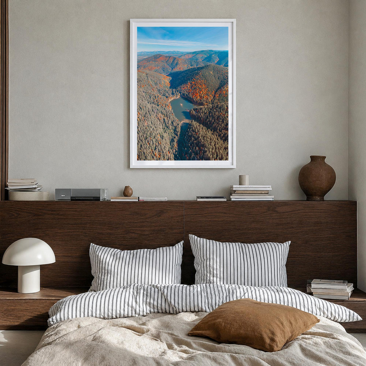 Ukraine colorful photo poster of Europe – vertical wall art in white wood frame with white border, hanging on wall