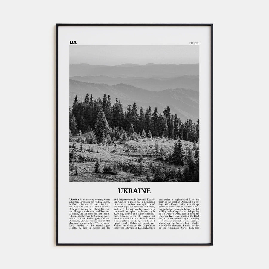 Ukraine No 2 Poster Black Metal / 8x12 in Nbourhood Travel B&W Poster