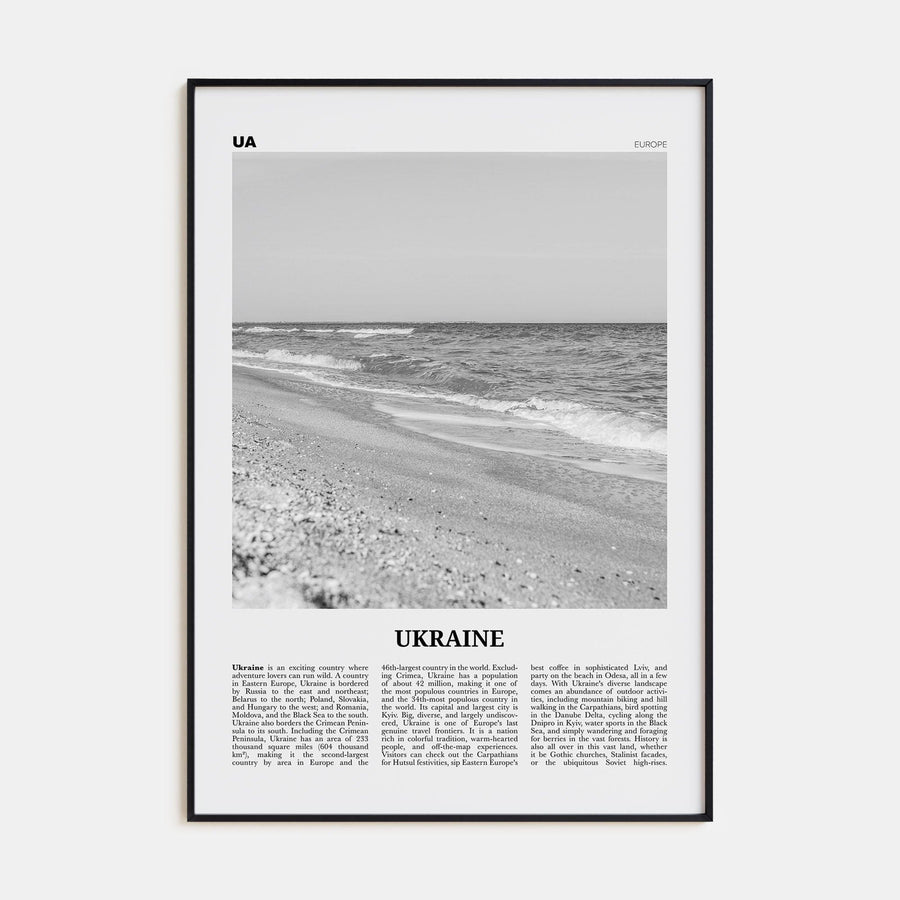 Ukraine No 3 Poster Black Metal / 8x12 in Nbourhood Travel B&W Poster