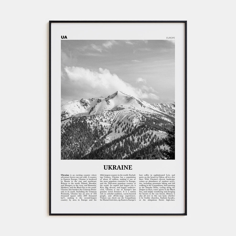 Ukraine No 5 Poster Black Metal / 8x12 in Nbourhood Travel B&W Poster