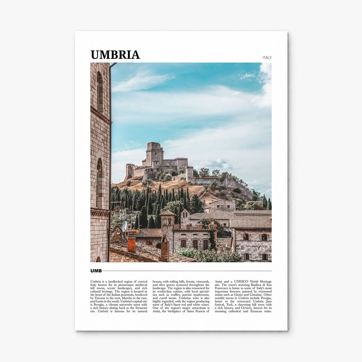 Umbria Travel Poster, print only (unframed)