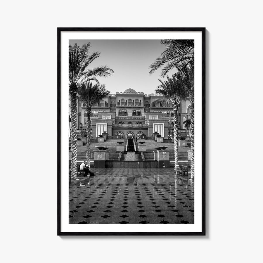 United Arab Emirates black & white photo poster of Middle East – vertical wall art, unframed print shown in interior mockup