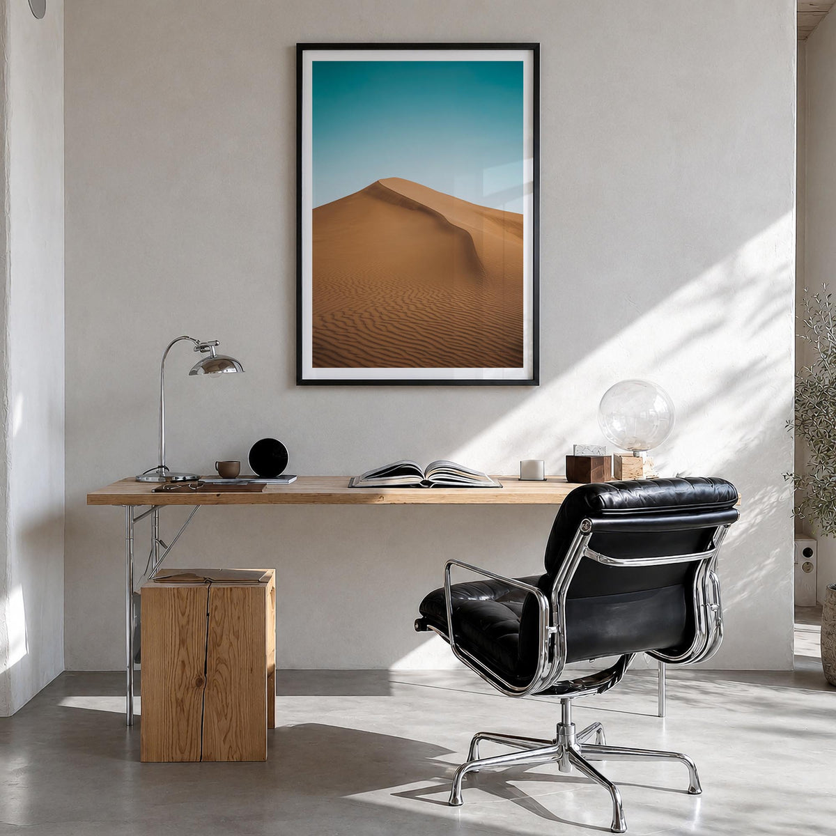 United Arab Emirates colorful photo poster of Middle East – vertical wall art in black wood frame with white border, hanging 