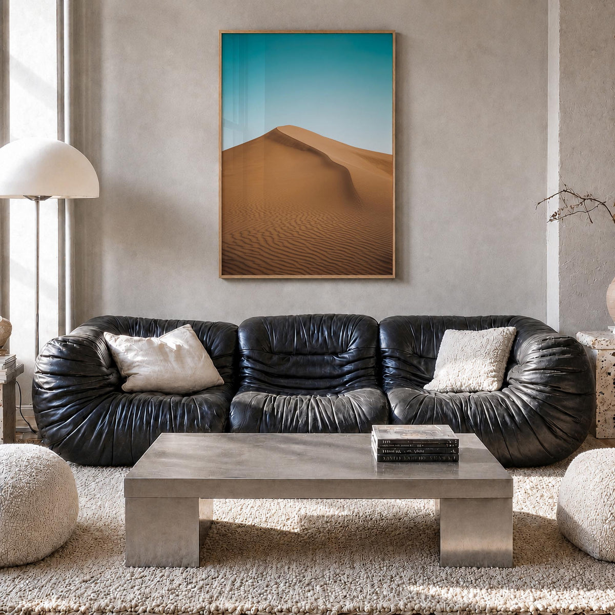 United Arab Emirates colorful photo poster of Middle East – vertical wall art in natural wood frame, hanging on wall