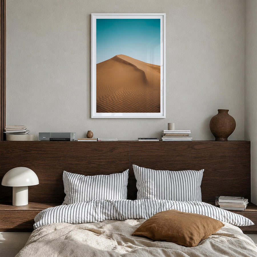 United Arab Emirates colorful photo poster of Middle East – vertical wall art in white wood frame with white border, hanging 